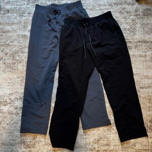 Jaanuu Black and Gray Knit Waist Scrub Pants